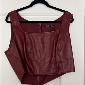 Nasty Gal Red Leather Top